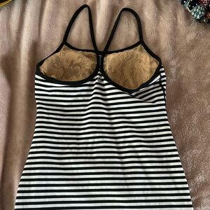 lululemon athletica Black and White Striped Tank Top